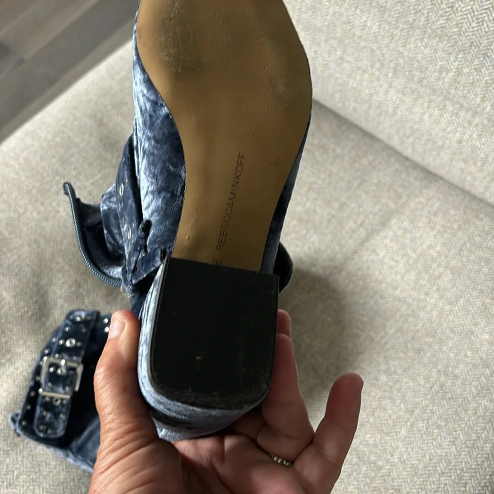 Rebecca Minkoff Logan‎ Velvet Embellished Buckle Boots.Size7